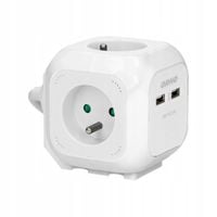 2 x Przedłużacz Kostka Cube 4 Gniazda Schuko 2 USB Listwa 1,4m 3x1,5mm2