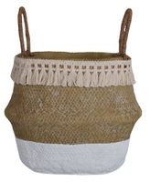 Doniczka ceramiczna boho beżowo-biała mała