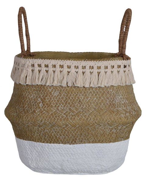 Doniczka ceramiczna boho beżowo-biała mała zdjęcie 1