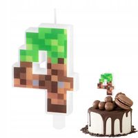 ŚWIECZKA URODZINOWA CYFERKA 4 Z MOTYWEM MINECRAFT KLOCKI CYFRA NA IMPREZĘ