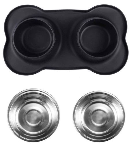 Miska Na Karmę Dla Psa Kota Podwójna 2X400Ml Czarn na Arena.pl