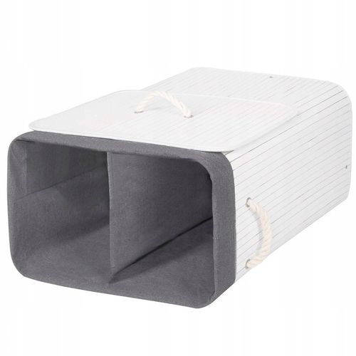 KOSZ BAMBUSOWY NA PRANIE BIELIZNĘ DWUKOMOROWY Z POKRYWĄ POJEMNIK DUŻY 100L na Arena.pl