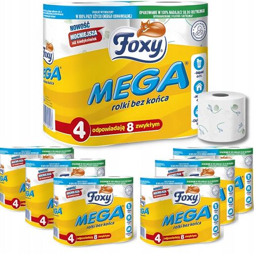 Papier toaletowy FOXY MEGA DŁUGI 4 rolki x 7 opakowań zdobiony na Arena.pl