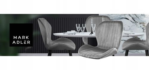 Krzesło welurowe tapicerowane MARK ADLER szare do jadalni salonu loft na Arena.pl