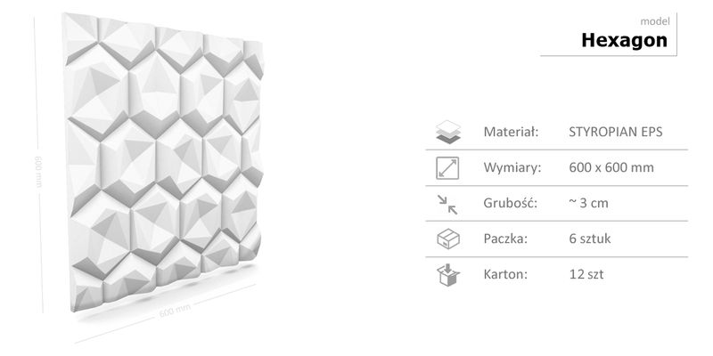 Dekoracyjne Panele Ścienne 60x60 - HEXAGON zdjęcie 7