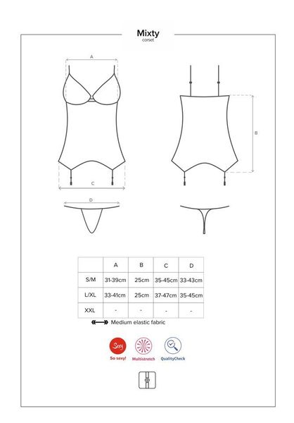 Seksowny Gorset i Stringi - Obsessive Mixty L/XL zdjęcie 5
