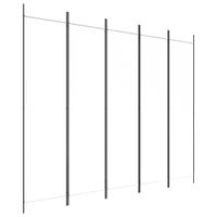 Parawan 5-panelowy, biały, 250x200 cm, tkanina