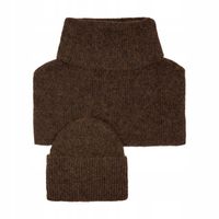 Komplet damski czapka i golf Pelly - ciepły i wygodny Ciemny brązowy