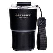 czarny kubek termiczny ze stali nierdzewnej z podwójnymi ś