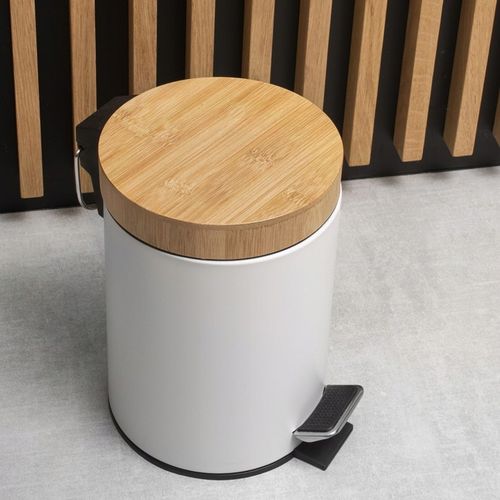 Kosz na śmieci łazienkowy 3l bambus śmietnik do wc łazienki kuchni biały na Arena.pl