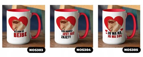 DUŻY Kubek XXL Czerwon Prezent na WALENTYNKI Wzory na Arena.pl