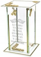 EKSKLUZYWNY Znicz szklany złoto biały PERSONALIZOWANY GRAWER DLA DZIECKA