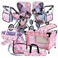 WÓZEK DLA LALEK głeboki spacerowy gondola 3w1 + ŁÓŻECZKO DLA LALKI ZESTAW