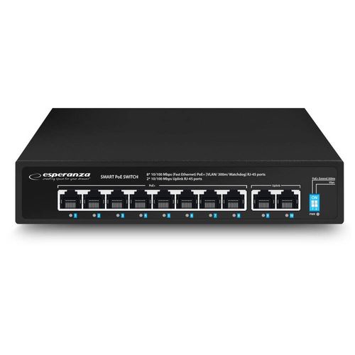 SWITCH PoE 8xPOE 2xUplink RJ45 10/100Mbps 96W EXTEND 300M + do KAMER na Arena.pl