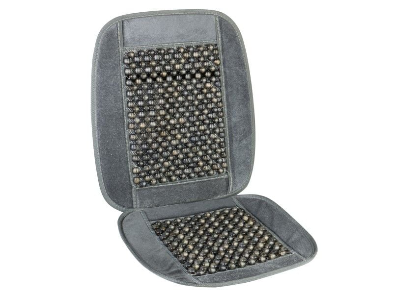 Mata koralikowa obszyta welurem, szara zdjęcie 1