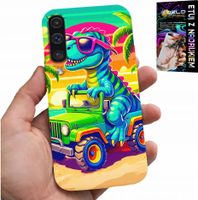 ETUI DO SAMSUNG GALAXY A70 - DINOZAUR W CIĘŻARÓWCE WZORY DLA DZIECI