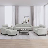 4-cz. komplet wypoczynkowy z poduszkami, jasnoszary, mikrofibra