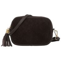 VERA PELLE torebka damska zamszowa listonoszka z paskiem V717 c.brązowa