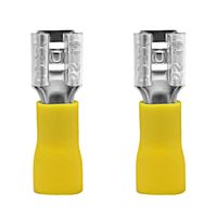 2x Konektor żeński 6.3mm z izolacją żółty