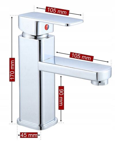 BATERIA ŁAZIENKOWA UMYWALKOWA KRAN STOJĄCA KWADRAT DO UMYWALKI CUBE CHROM na Arena.pl