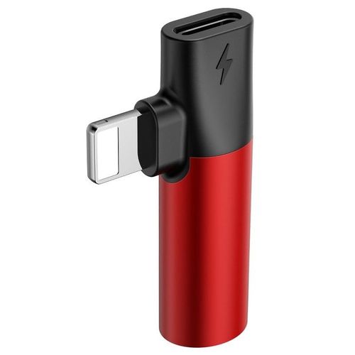 Adapter Audio Baseus L43 Lightning do Mini Jack 3.5mm + Lightning (czerwony) na Arena.pl