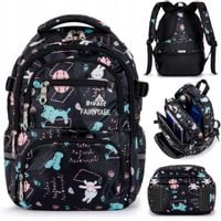 Plecak TORNISTER szkolny dziecięcy pojemny wzory czarny Klasy 1-3 Odblaski