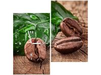 60X60CM ZEGAR ZIARNA KAWY DESCE OBRAZ DREWNO ŚCIAN KWADRAT