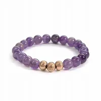 BETLEWSKI damska bransoletka koraliki ametyst stal nierdzewna w pudełku