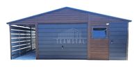 Garaż Blaszany 5x6 + wiata 1,5x6 - Brama uchylna - okno drzwi rynny TS636