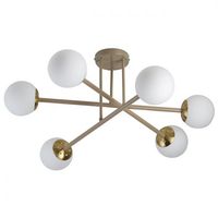 ŻYRANDOL LED E27 BALI-12 BEŻ ZŁOTY STAL SZKŁO 74CM
