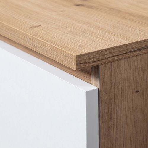 Szafa S 90 cm 2 drzwi 2 szuflady 2 lustra - dąb artisan-biała na Arena.pl