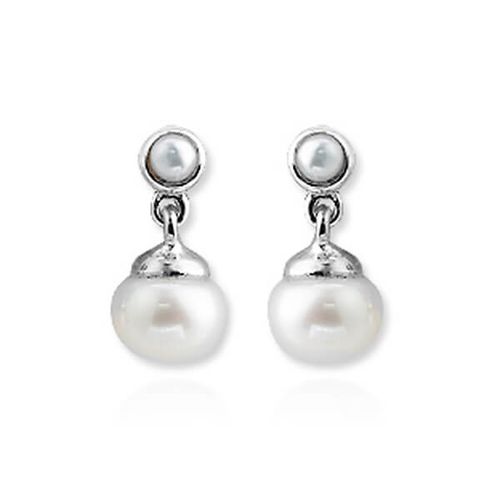 srebrne piękne kolczyki z wiszącą perełką na Arena.pl