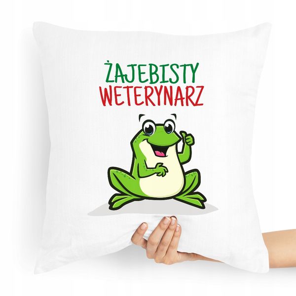 Poduszka Prezent Dla Weterynarza Żajebisty Z Nadrukiem Ze Zdjęciem zdjęcie 1