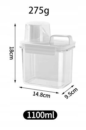 POJEMNIK PUDEŁKO ORGANIZER Z MIARKĄ NA PROSZEK PŁYN DO PRANIA PŁUKANIA 1,1L na Arena.pl