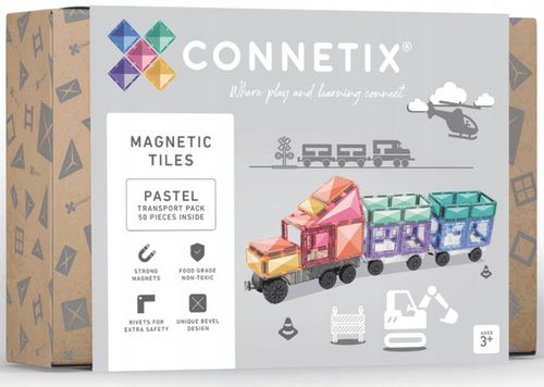 KREATYWNE KLOCKI MAGNETYCZNE POCIĄG 50 EL PASTEL TRANSPORT PACK CONNETIX na Arena.pl