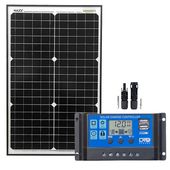 ZESTAW FOTOWOLTAICZNY 30W SOLARNY MONOKRYSTALICZNY PWM + KOŃCÓWKI MC4