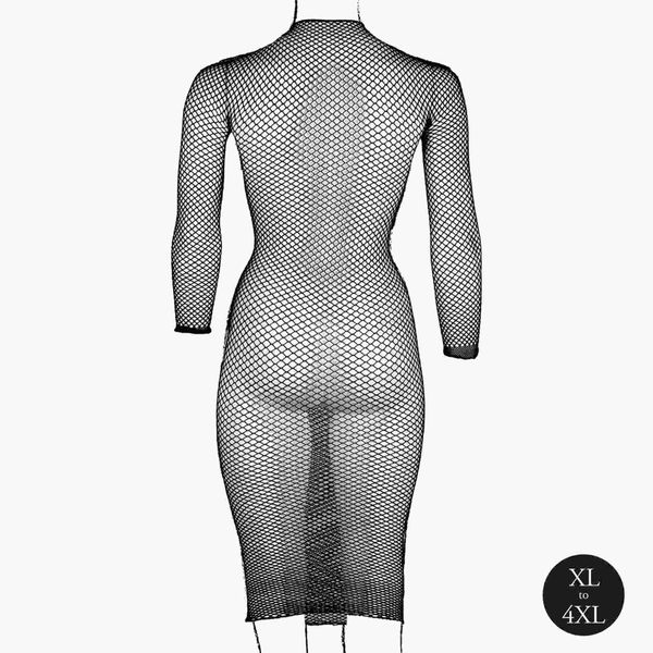 Long Dress With Fishnet Structure And Turtle Neck. zdjęcie 10