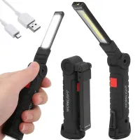 Lampa latarka warsztatowa z magnesem i hakiem składana do warsztatu USB 5W1