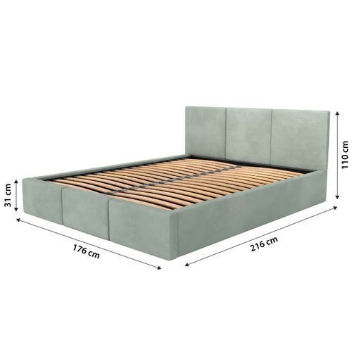 ŁÓŻKO TAPICEROWANE DO SYPIALNI 160x200 ŁÓŻKO PODWÓJNE Z POJEMNIKIEM MIĘTOWE na Arena.pl