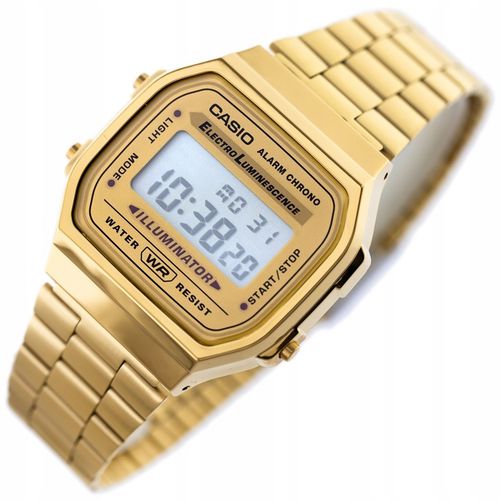 ZŁOTY ZEGAREK UNISEX CASIO RETRO A168WG-9W - KLASYKA + PUDEŁKO na Arena.pl