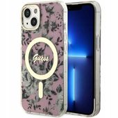 2 x Etui Guess Flower MagSafe na iPhone 14 - różowe