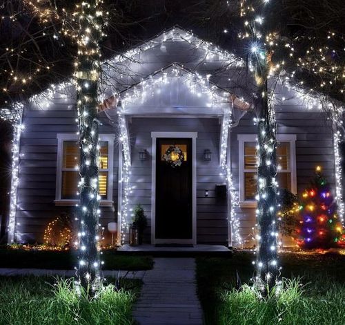 LAMPKI CHOINKOWE 200 LED FLASH ZEWNĘTRZNE WEWNĘTRZNE ŚWIĄTECZNE BIAŁY ZIMNY na Arena.pl