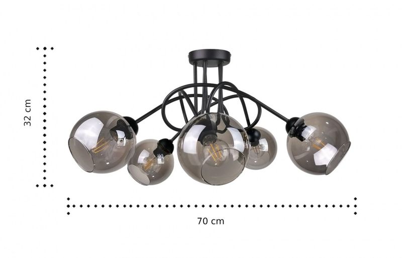 Lampa sufitowa 5xE27 RING BLACK zdjęcie 3