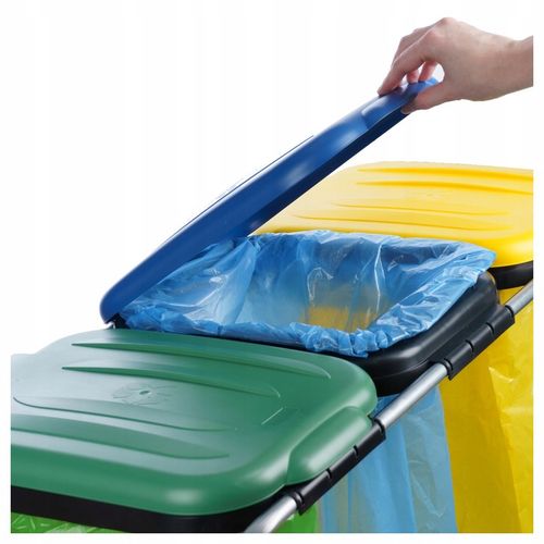 STOJAK KOSZ DO SEGREGACJI ŚMIECI 3 STANOWISKA KOSZ NA ŚMIECI STOJAK STELAŻ na Arena.pl