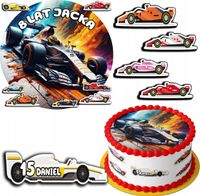 ZESTAW OPŁATEK NA TORT 20CM + 17 POSTACI - F1 FORMUŁA + IMIĘ 15CM 18CM