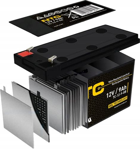AKUMULATOR ŻELOWY BEZOBSŁUGOWY NTC 12V 9Ah (wymiar 7Ah, 7.5Ah, 9Ah, 10Ah) na Arena.pl