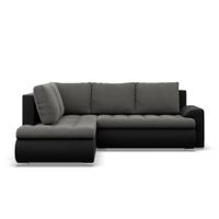 Narożnik z otomaną, lewy, BOSCO, ekoskóra, 230cm, czarny| TYLETEGOTU