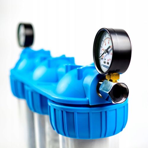 Filtr wody wstępny cały dom 3 stopniowy 1" + 6x wkłady + 2x ciśnieniomierz na Arena.pl