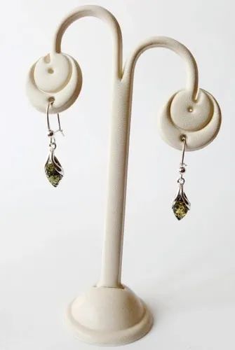 KOMPLET srebrny zielony BURSZTYN kolczyki+wis CERT na Arena.pl