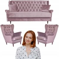 Zestaw wypoczynkowy z funkcją spania USZAK Gaja FIOLETOWY Family Meble